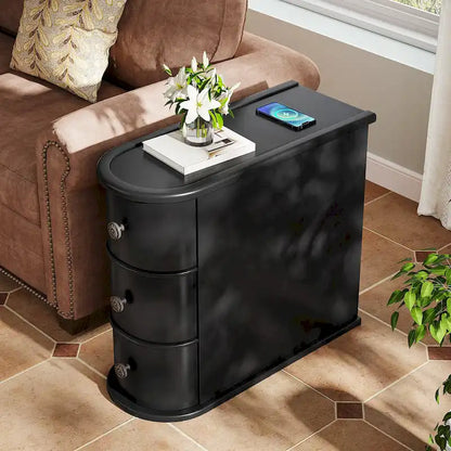 2 Drawer Narrow Side Table, Wood End Table