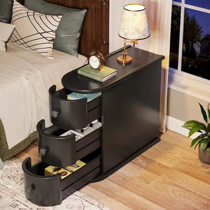 2 Drawer Narrow Side Table, Wood End Table