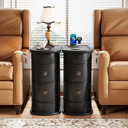 2 Drawer Narrow Side Table, Wood End Table