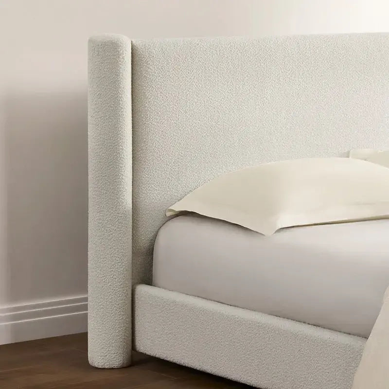 Modern Fully Upholstered Platform Bed Frame with Wide Headboard