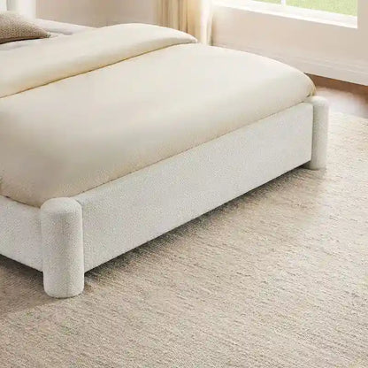 Modern Fully Upholstered Platform Bed Frame with Wide Headboard