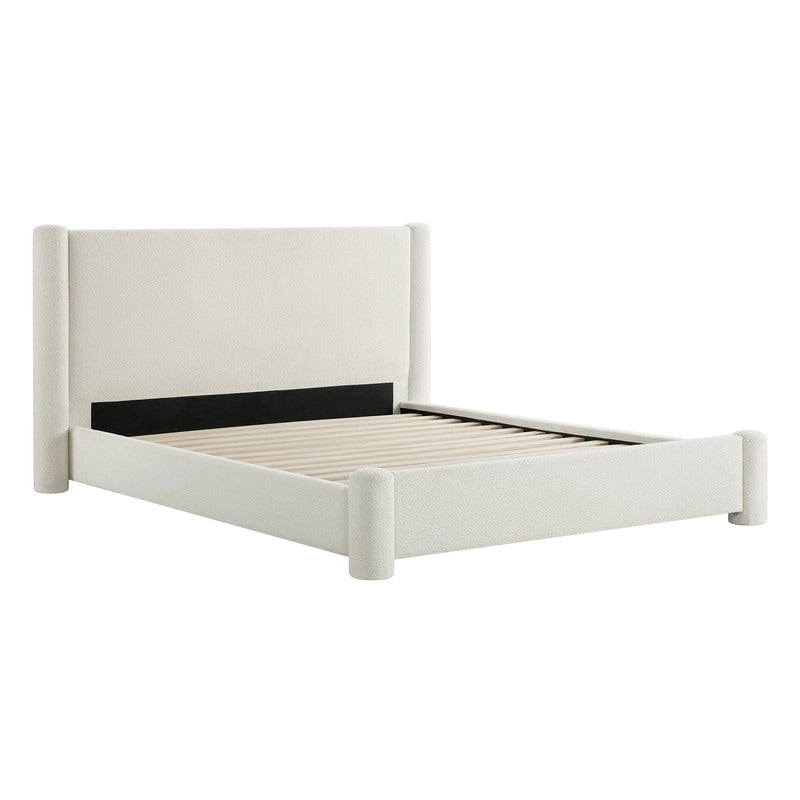 Modern Fully Upholstered Platform Bed Frame with Wide Headboard