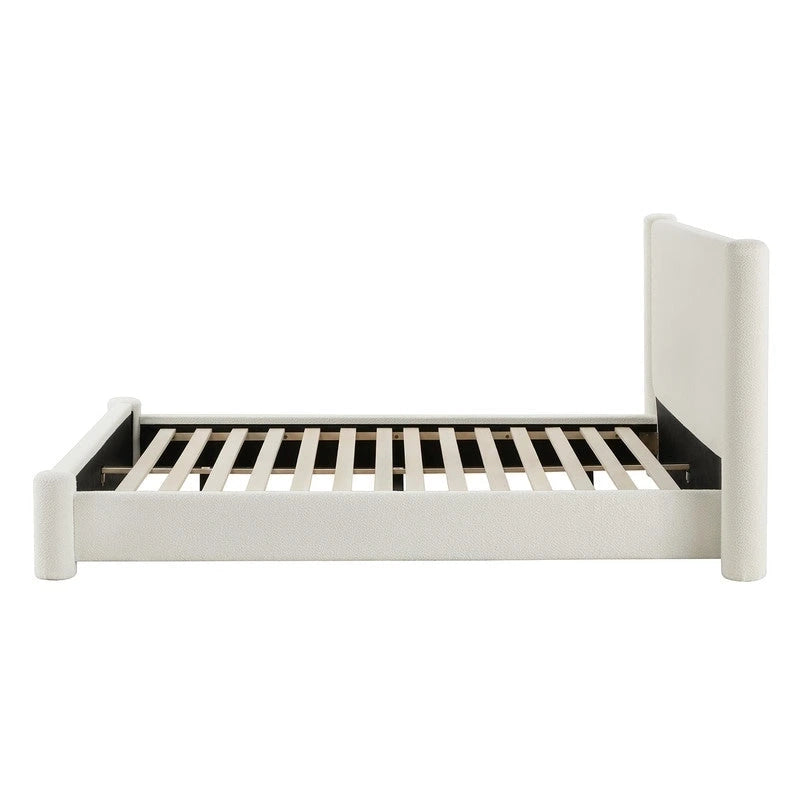 Modern Fully Upholstered Platform Bed Frame with Wide Headboard