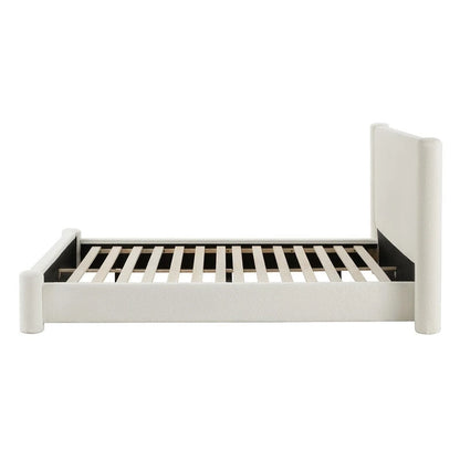 Modern Fully Upholstered Platform Bed Frame with Wide Headboard