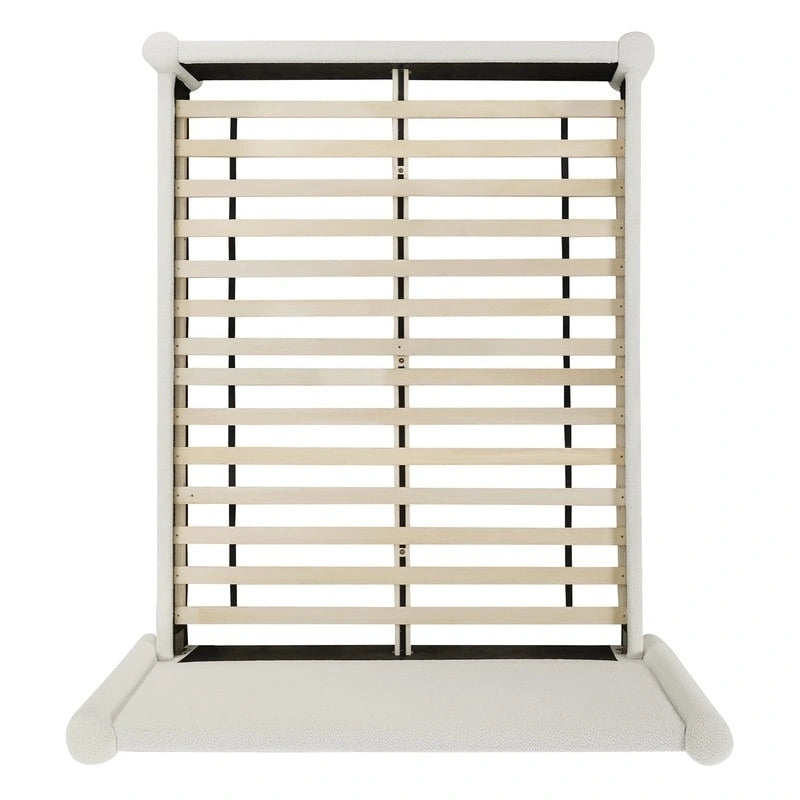 Modern Fully Upholstered Platform Bed Frame with Wide Headboard