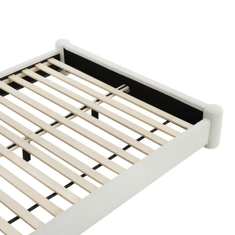 Modern Fully Upholstered Platform Bed Frame with Wide Headboard