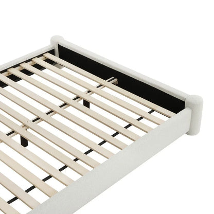 Modern Fully Upholstered Platform Bed Frame with Wide Headboard