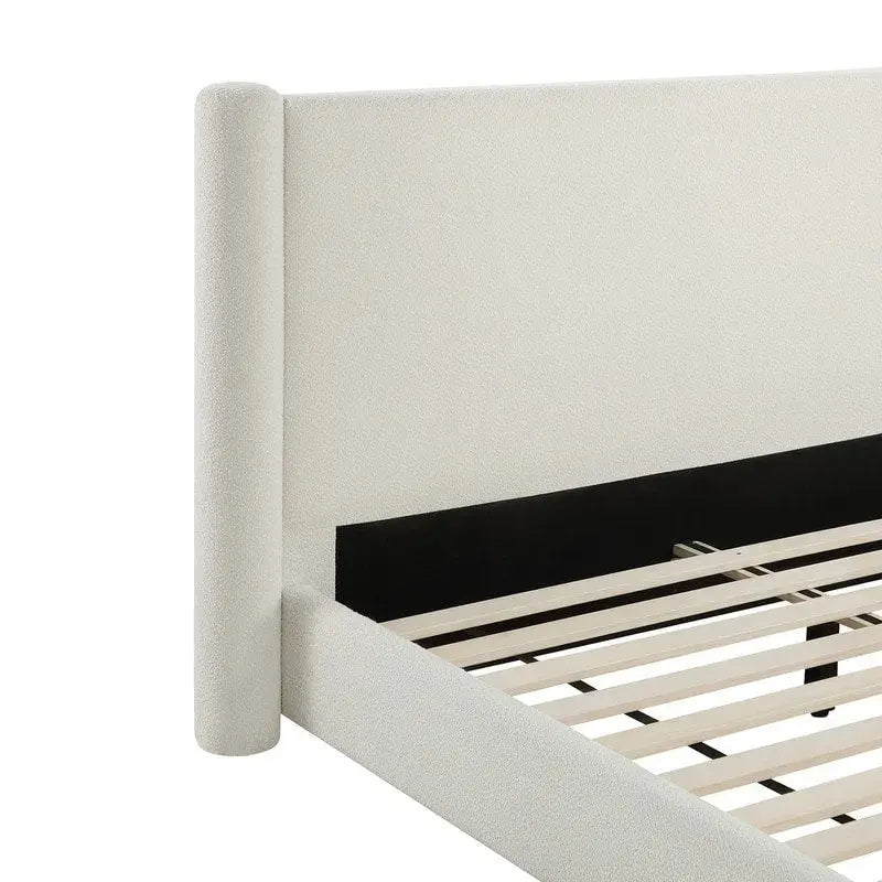 Modern Fully Upholstered Platform Bed Frame with Wide Headboard