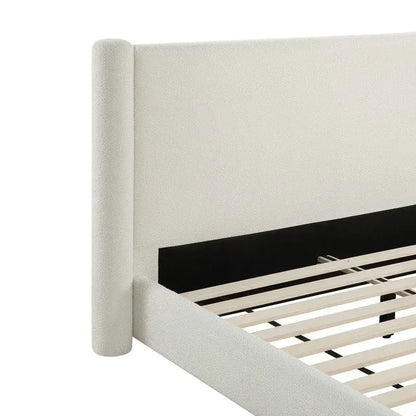 Modern Fully Upholstered Platform Bed Frame with Wide Headboard