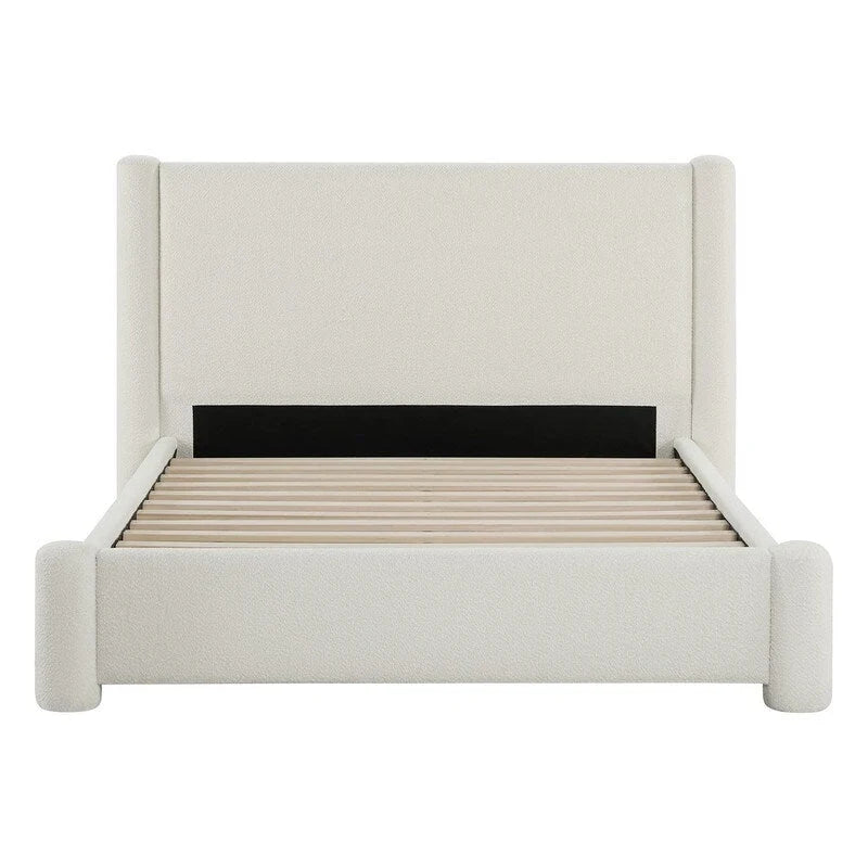 Modern Fully Upholstered Platform Bed Frame with Wide Headboard