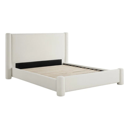 Modern Fully Upholstered Platform Bed Frame with Wide Headboard
