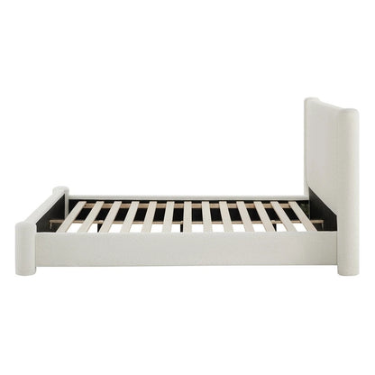 Modern Fully Upholstered Platform Bed Frame with Wide Headboard