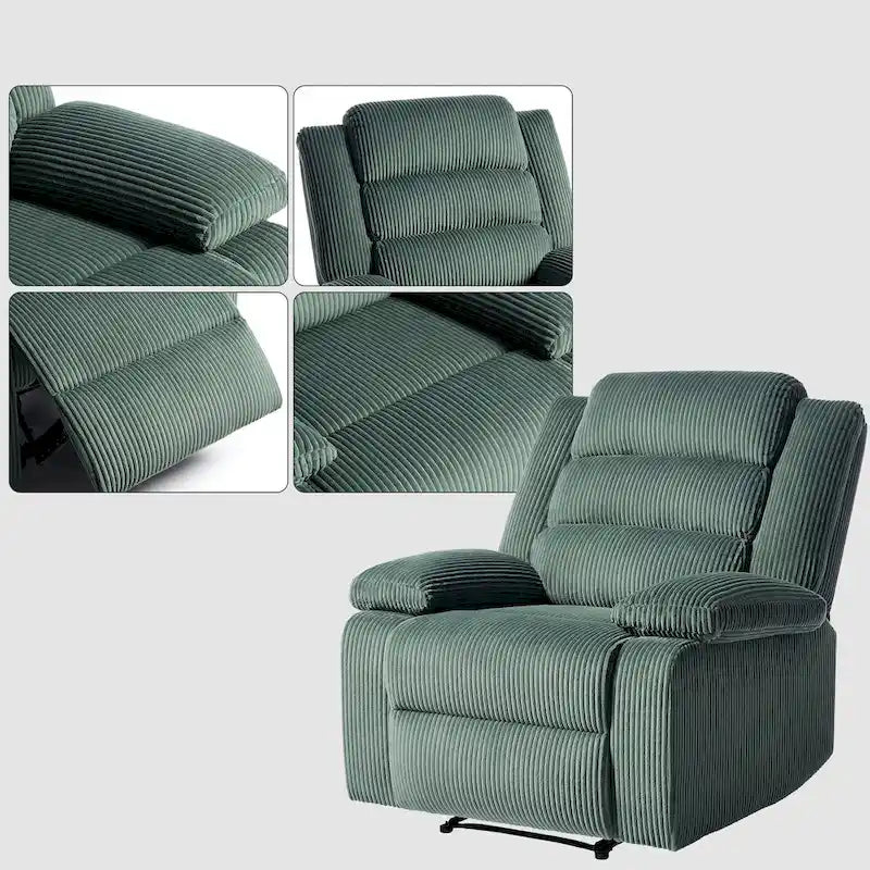 Modern Corduroy Manual Recliner Chair, Lounger Adjustable Recliners with Wide Armrest