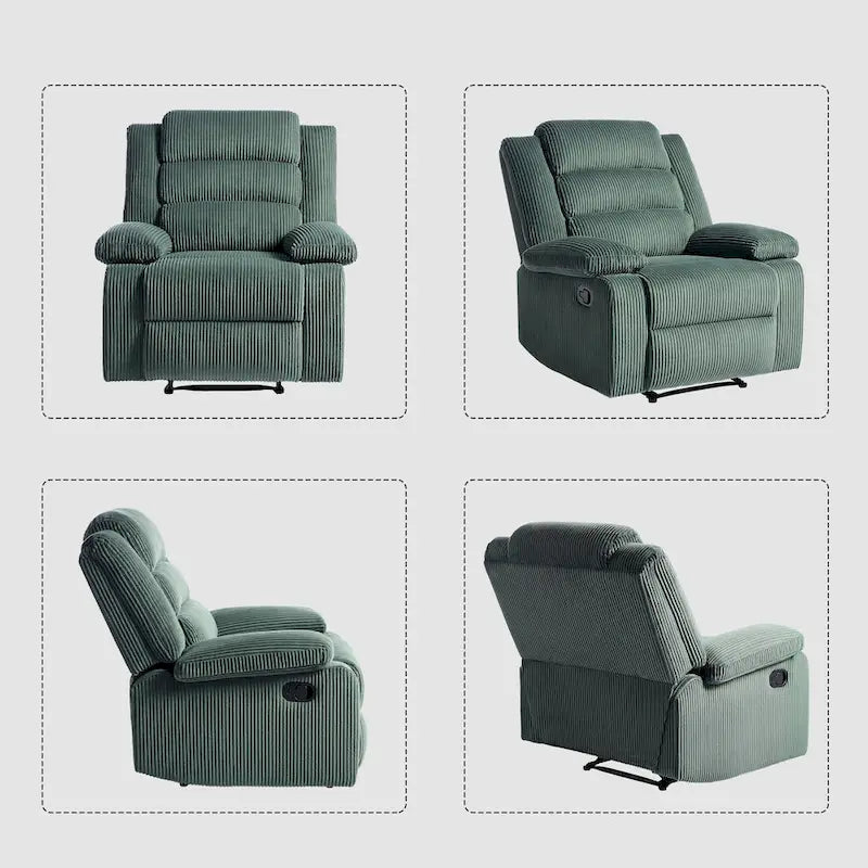 Modern Corduroy Manual Recliner Chair, Lounger Adjustable Recliners with Wide Armrest