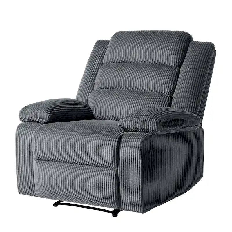 Modern Corduroy Manual Recliner Chair, Lounger Adjustable Recliners with Wide Armrest