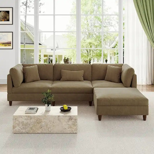 Modular Sectional Sofa Couch with Ottoman for Living Room Set - 112 W