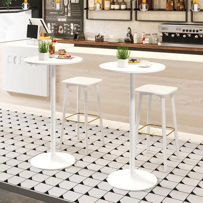 White MDF Metal Bistro Table with Stable Round Base