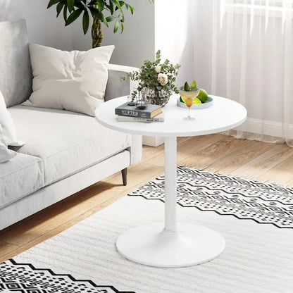 White MDF Metal Bistro Table with Stable Round Base