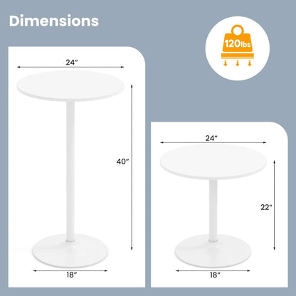 White MDF Metal Bistro Table with Stable Round Base