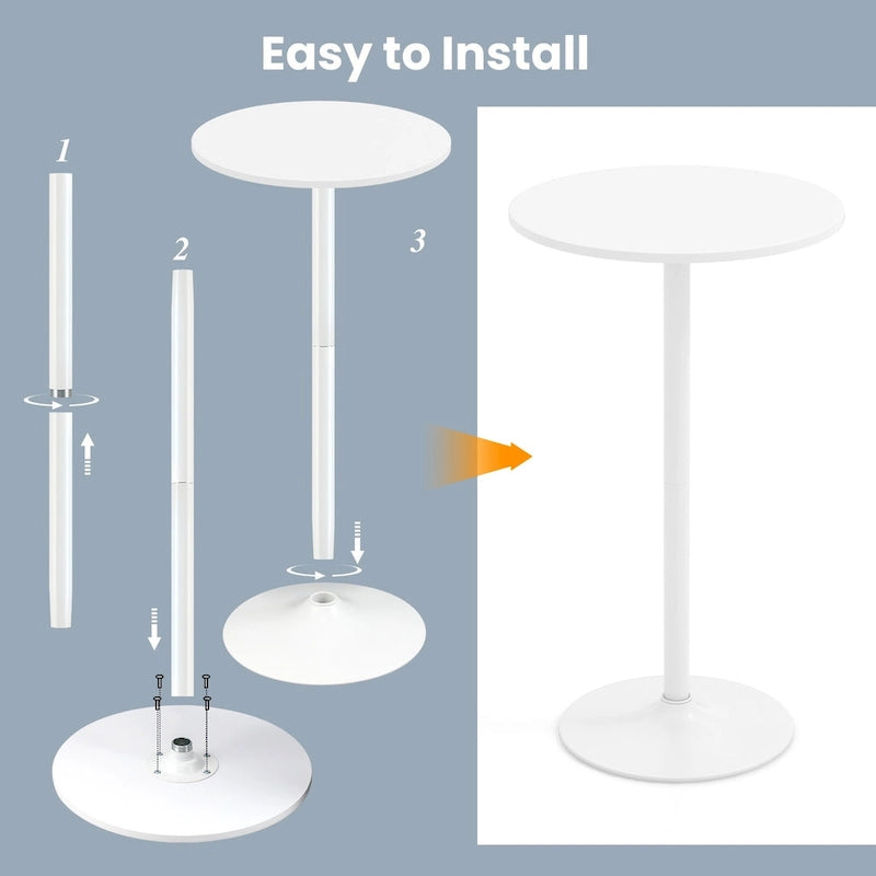 White MDF Metal Bistro Table with Stable Round Base