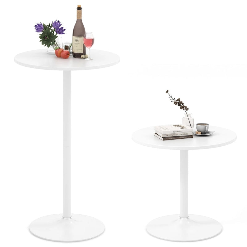 White MDF Metal Bistro Table with Stable Round Base