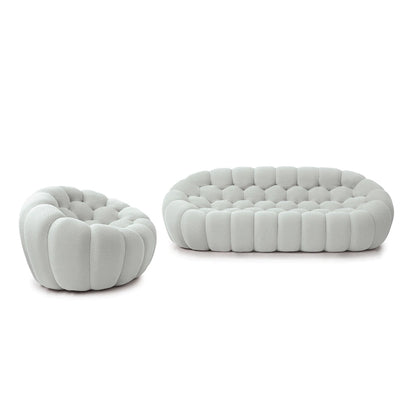 2PCS 3D Honeycomb Fabric Upholstered Bubble Sofa, 3 Seater Bubble Couch and Single Sofa for Living Room