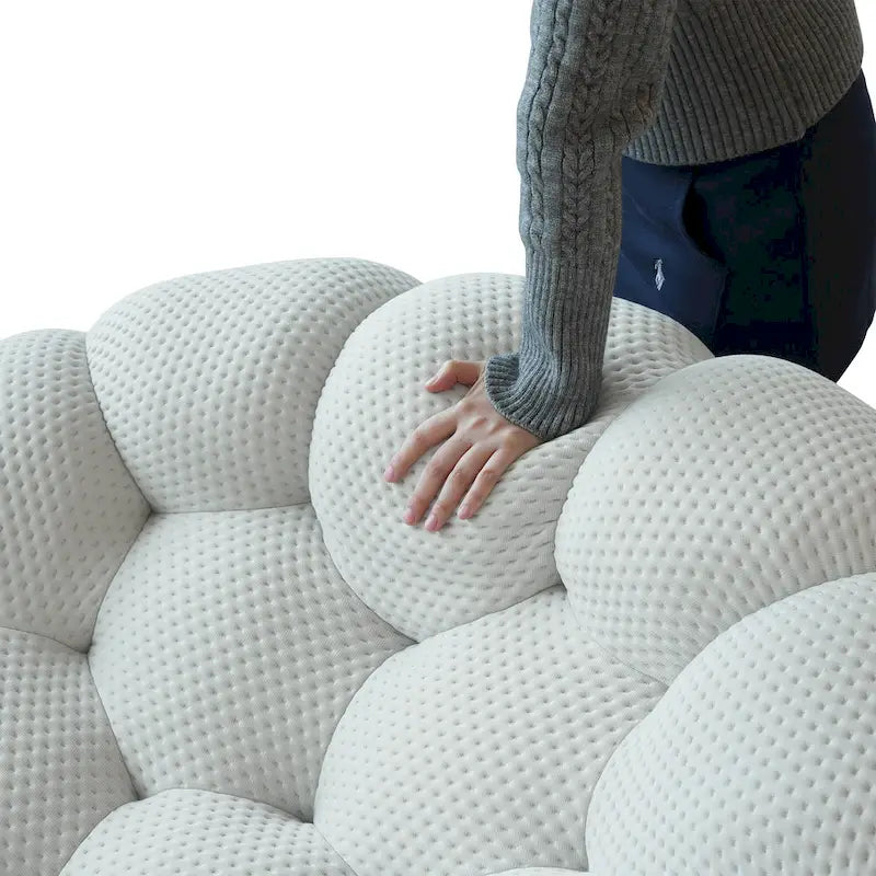 2PCS 3D Honeycomb Fabric Upholstered Bubble Sofa, 3 Seater Bubble Couch and Single Sofa for Living Room