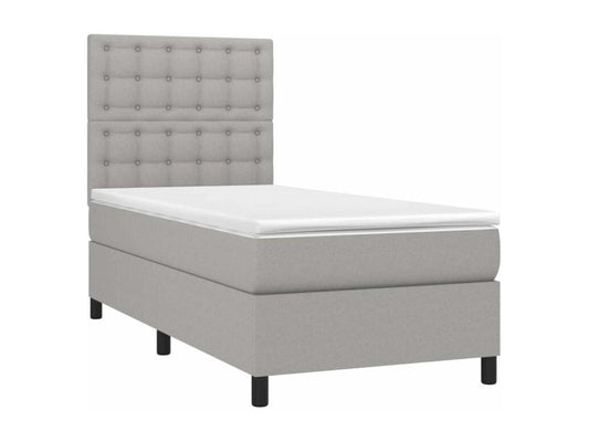 Boisona bed base with mattress and LED, light grey, 90x190
