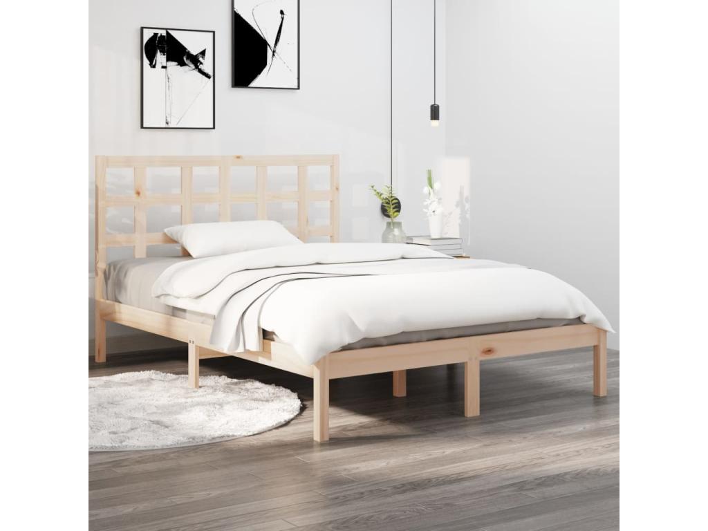 Bed frame without mattress, 140x200 cm, solid wood