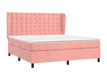 Upholstered bed base with mattress, pink, 160x200 cm, velvet