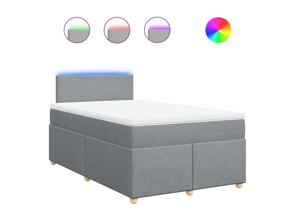 Bed base with mattress, light grey, 120x200cm, fabric