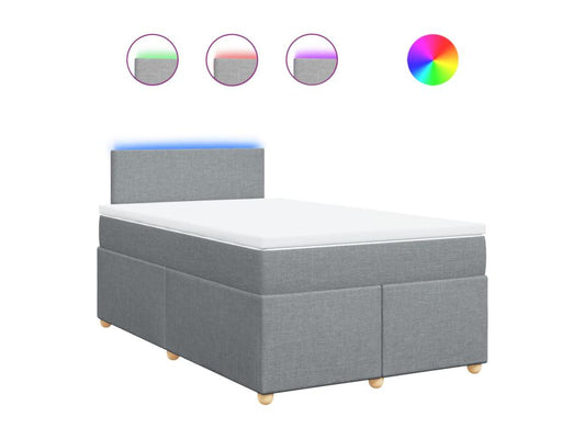 Bed base with mattress, light grey, 120x200cm, fabric