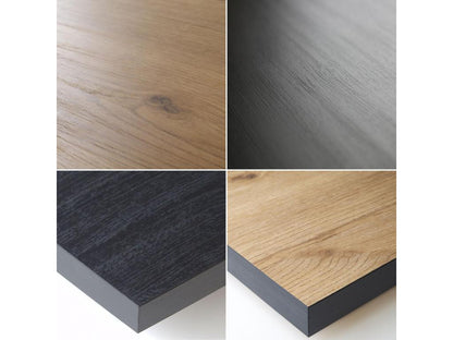 Dining table for 6 people, 140cm. Robust, stable structure with solid legs. Oak and black finish.