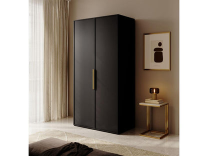 2-door wardrobe with hanging rail and drawers - 100 cm - black -