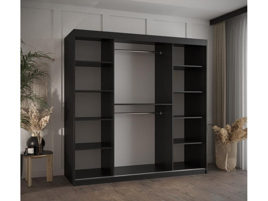 Wardrobe with 3 Sliding Doors 200/180/62 2 Doors black