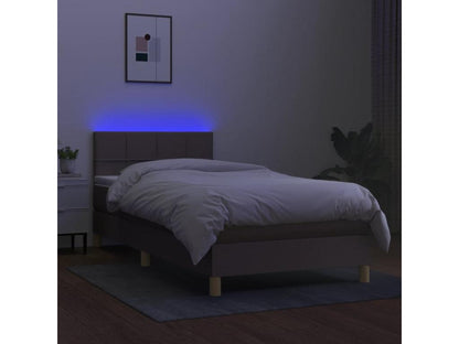 Upholstered bed base with mattress and LED lighting, 90x190 cm, fabric