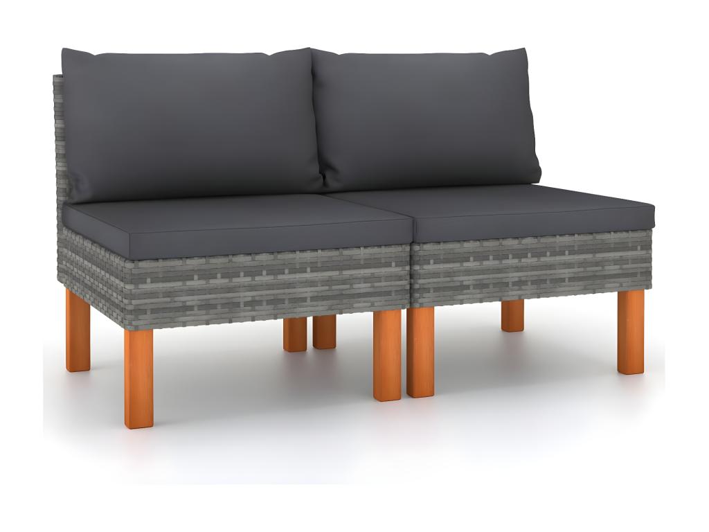 2-piece center sofas, woven resin and eucalyptus wood