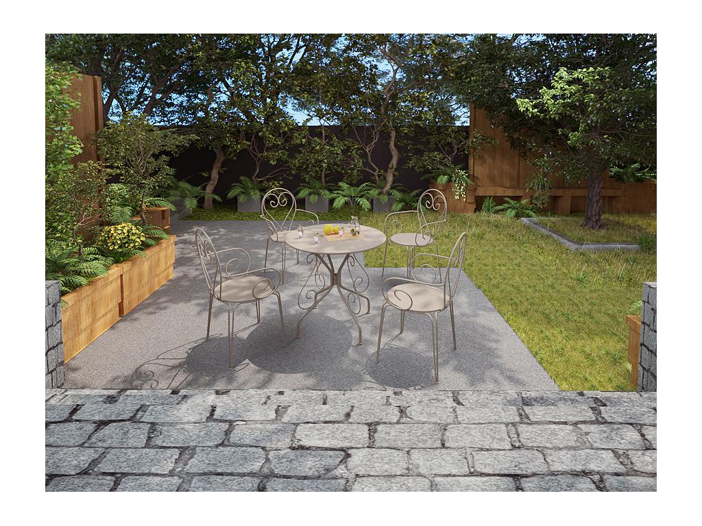 Set of 4 stackable metal garden chairs in wrought iron style - Beige -