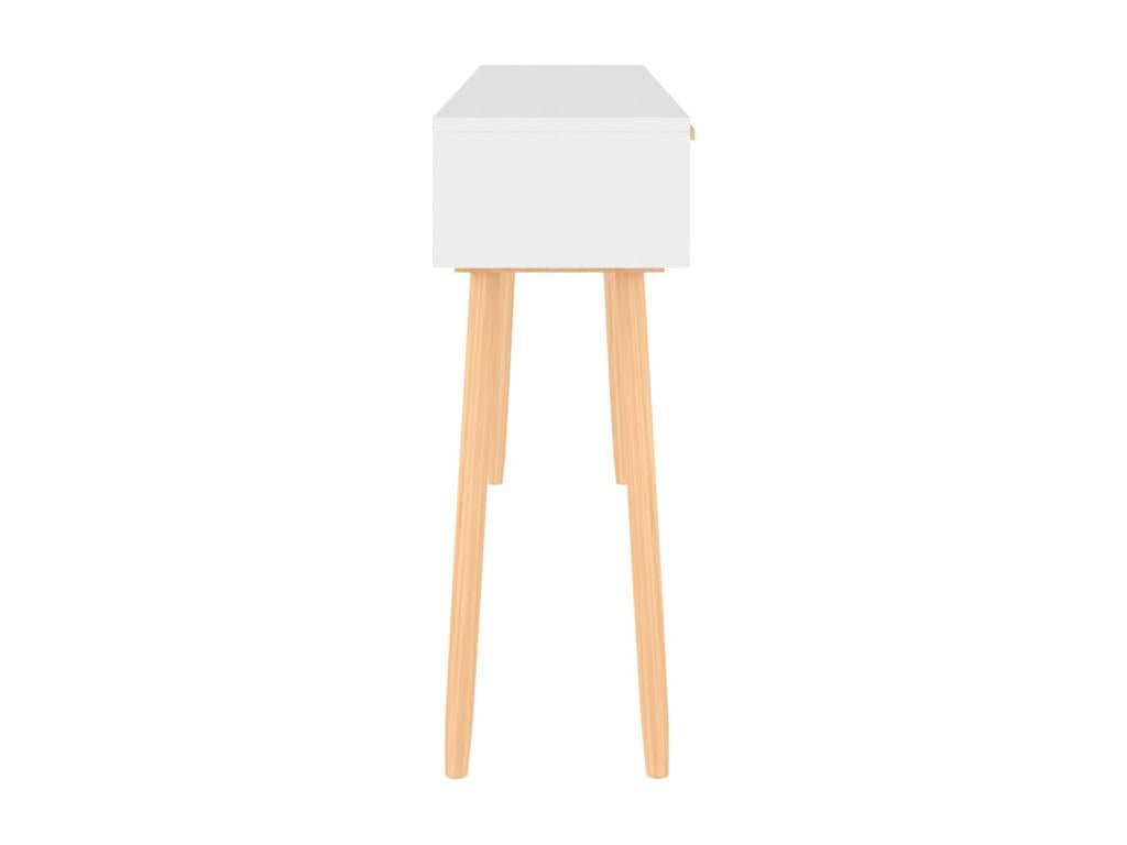 White console table 105x30x75 cm Solid pine wood / natural rattan