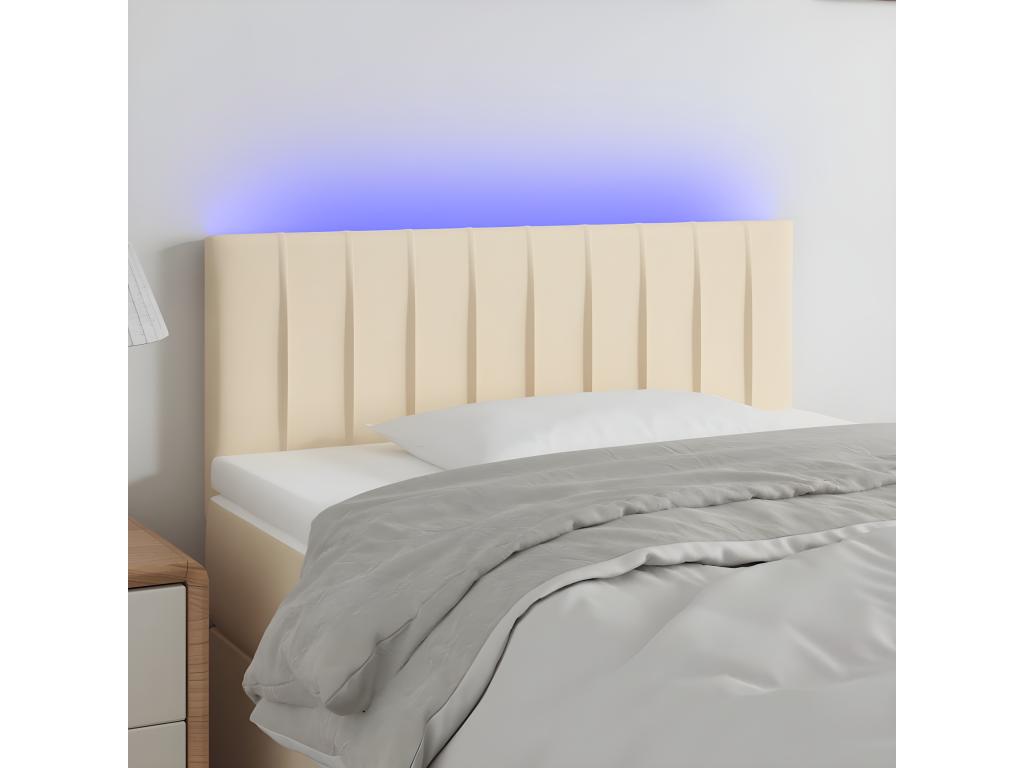 Cream LED Headboard 90x5x78/88 cm Fabric