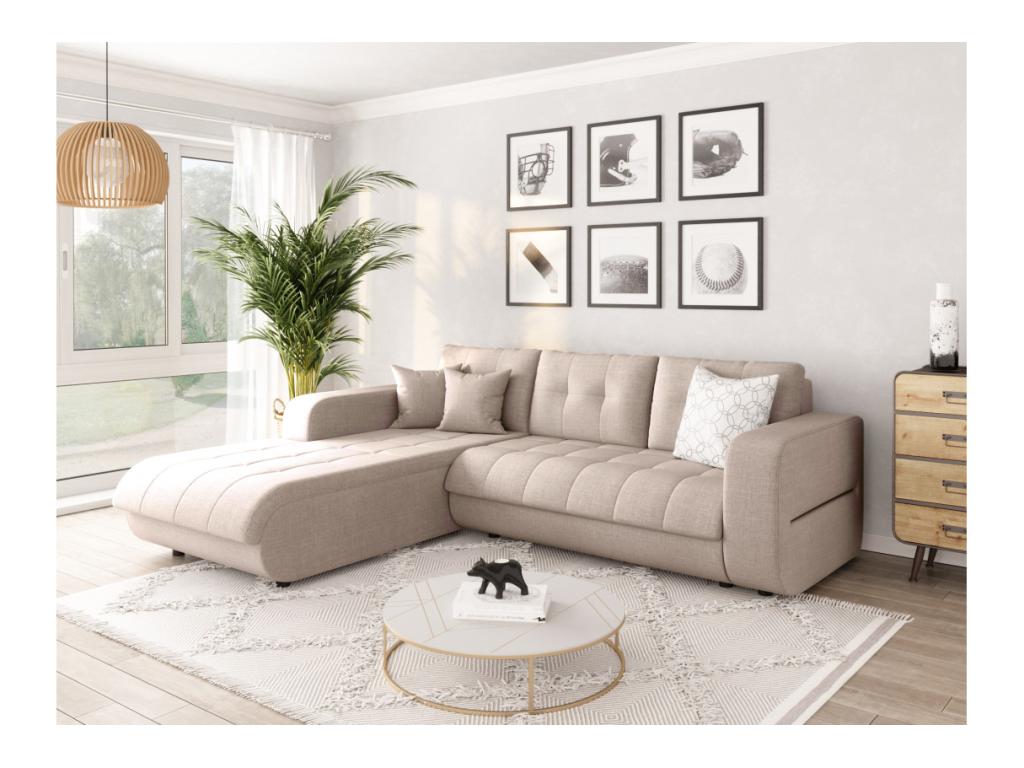 Left-Hand Facing 4-Seater Corner Sofa Bed in Fabric