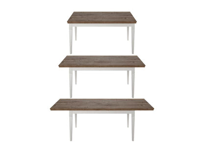 Extendable dining table for 6 to 8 people, white wood