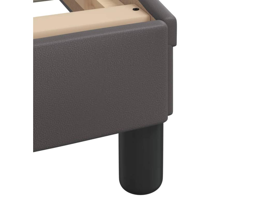 Bed with grey 80x200 cm faux leather mattress