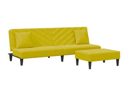 2-piece sofa set with yellow velvet cushions