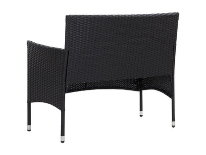 4-piece garden furniture set with cushions, black woven resin