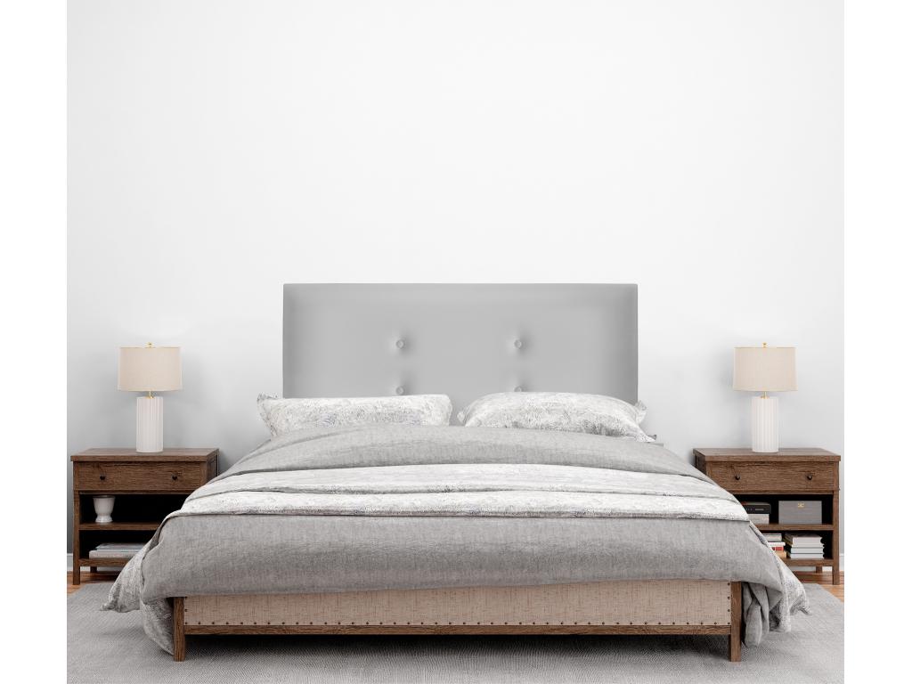 Faux leather headboard with 2 button details, 105x50cm, for 105cm beds - Light grey