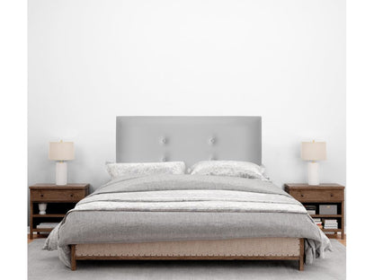 Faux leather headboard with 2 button details, 105x50cm, for 105cm beds - Light grey