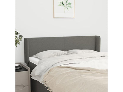 Headboard with wings, Dark Grey, 147x16x78/88 cm, Fabric