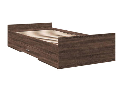 Bed frame with drawers, without mattress, brown oak, 100x200 cm