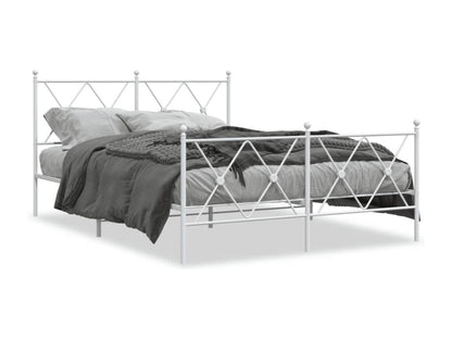 Metal bed frame with white headboard/footboard 140x190cm